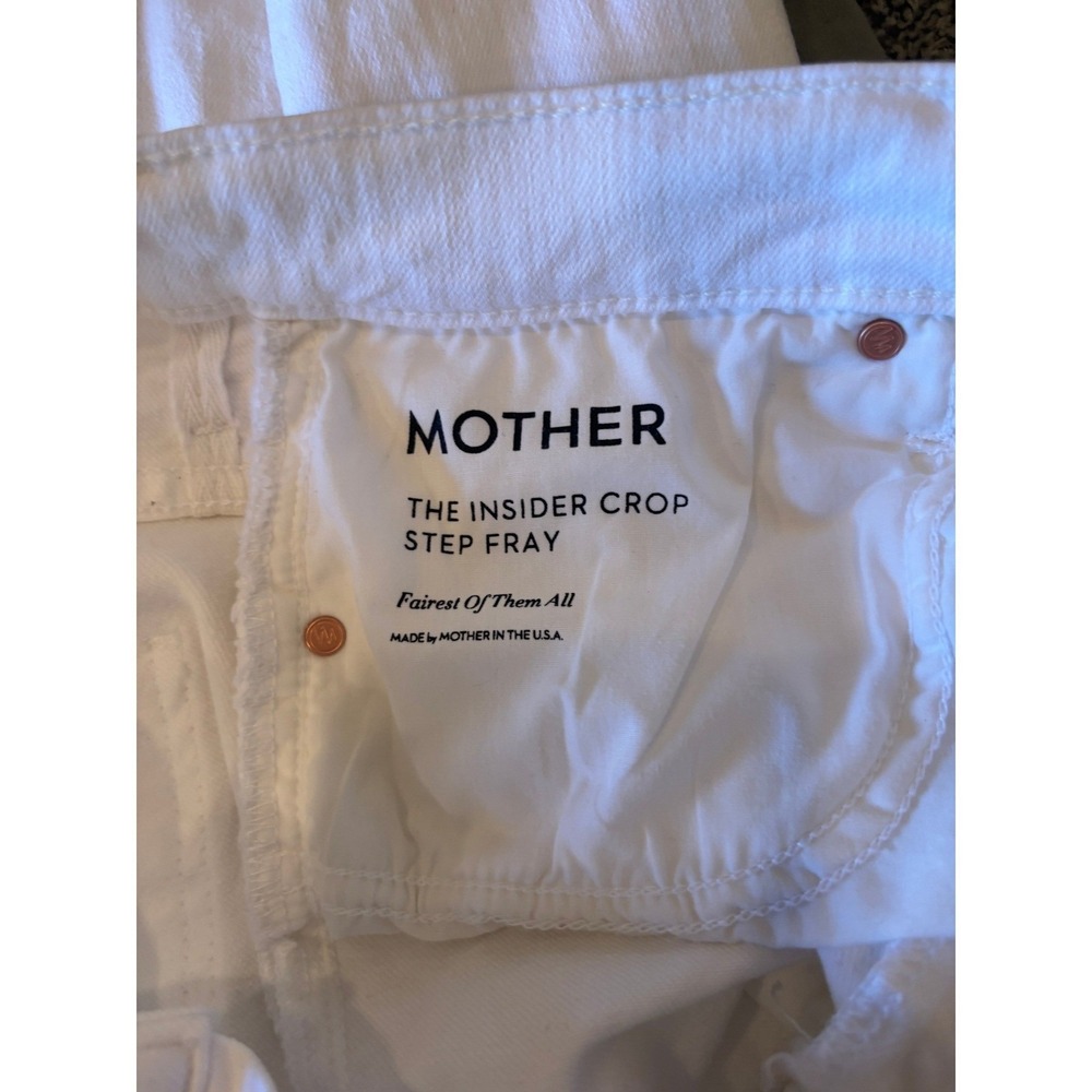 MOTHER The Insider Crop Step Fray Jeans White Fairest Of Them All 31 1157-753 - Picture 6 of 7